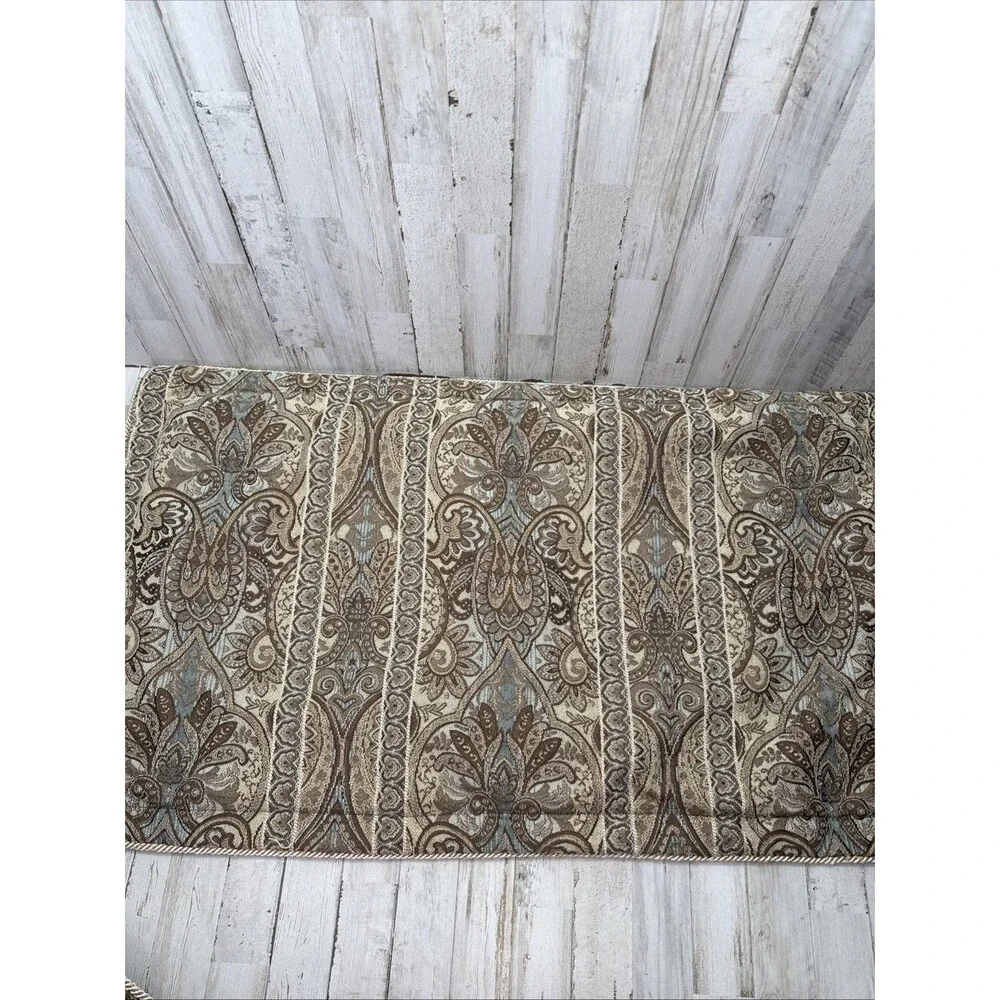 Two CROSCILL Gold Brown Blue Teal King Pillow Shams Baroque Trim Paisley Scroll